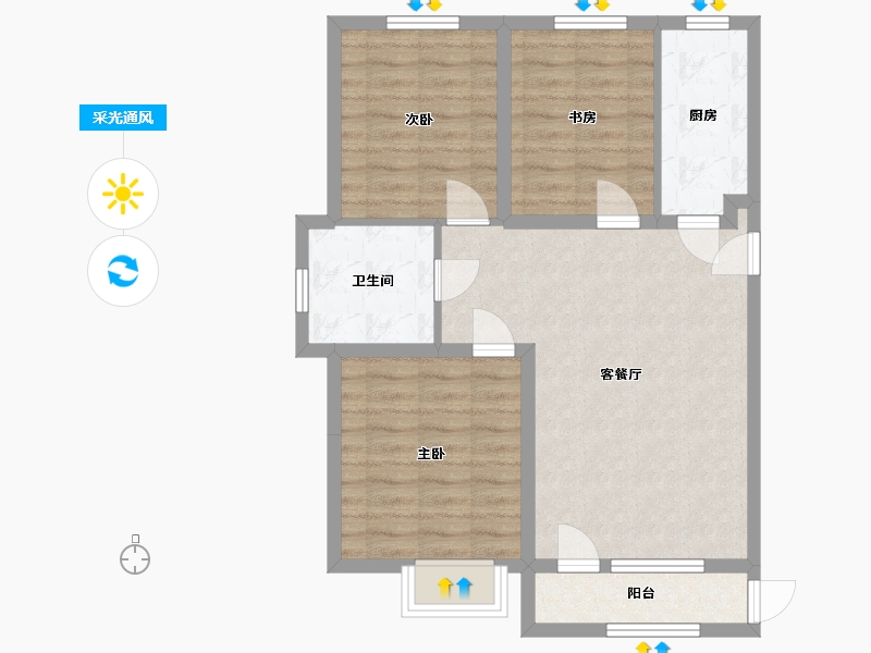 河北省-唐山市-金山壹号-85.00-户型库-采光通风