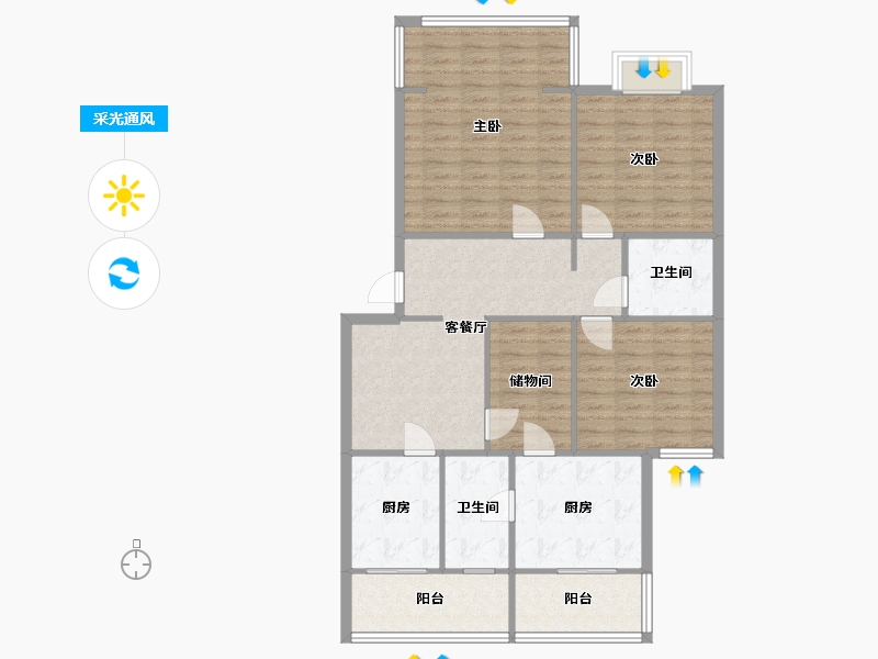 四川省-成都市-新兴苑-127.60-户型库-采光通风