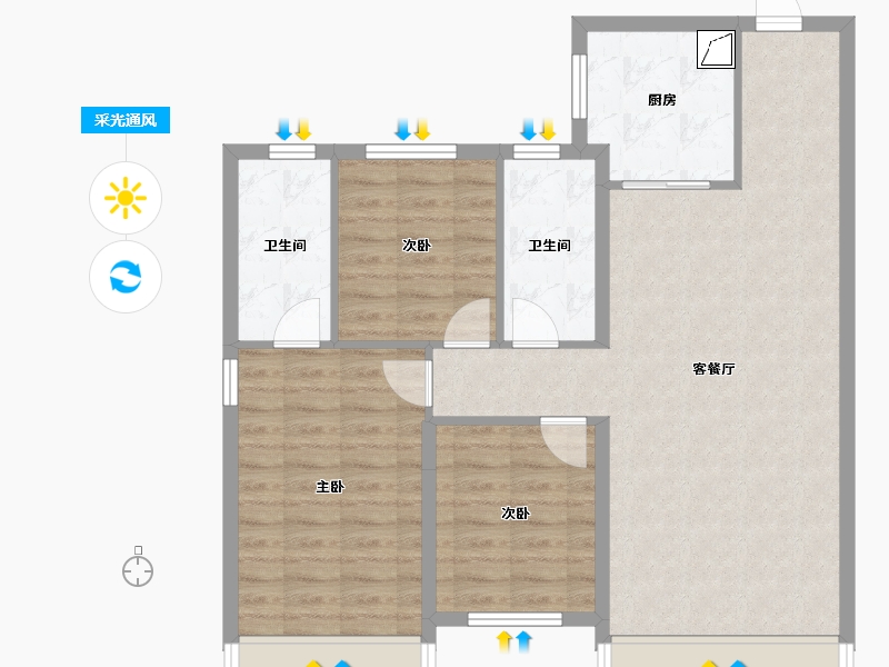 黑龙江省-哈尔滨市-融创文景壹号-100.20-户型库-采光通风