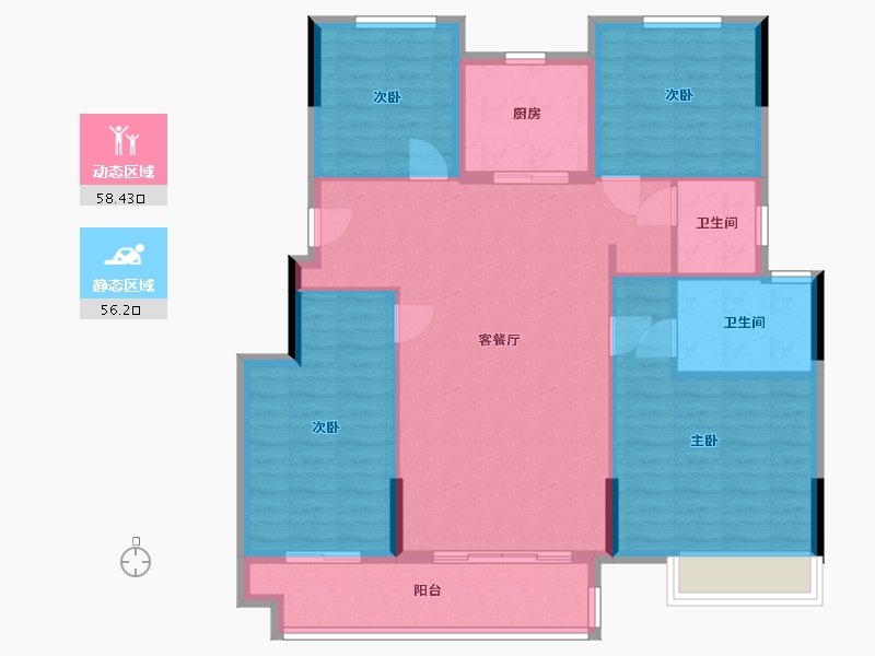 浙江省-嘉兴市-弘阳 昕悦棠-104.00-户型库-动静分区