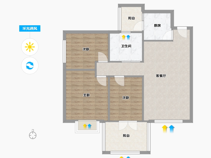 四川省-成都市-翰林上岛-74.76-户型库-采光通风