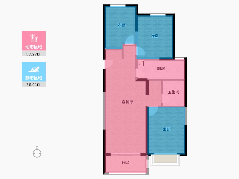 山西省-太原市-富力天禧公馆-87.05-户型库-动静分区