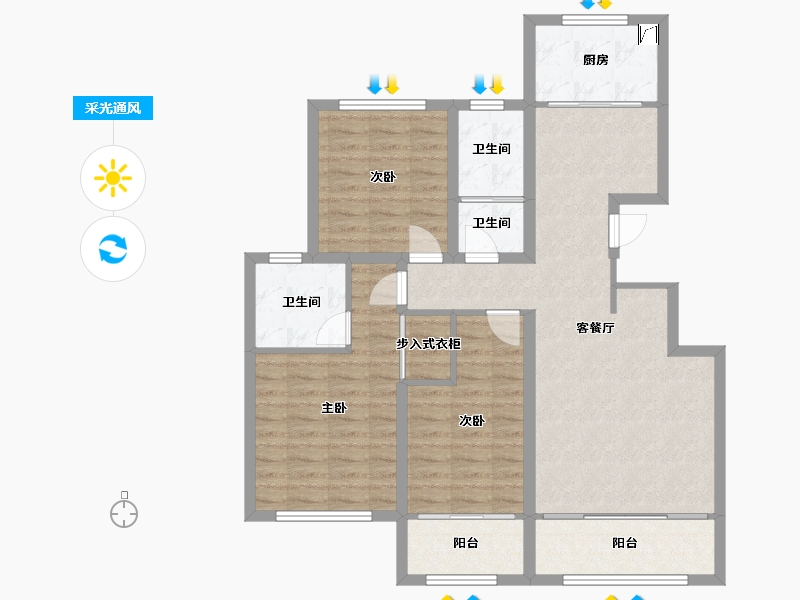 山东省-济南市-遥墙新苑-112.04-户型库-采光通风