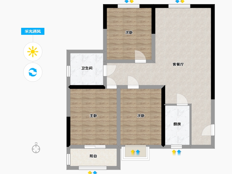 山西省-吕梁市-朝阳一号-110.00-户型库-采光通风