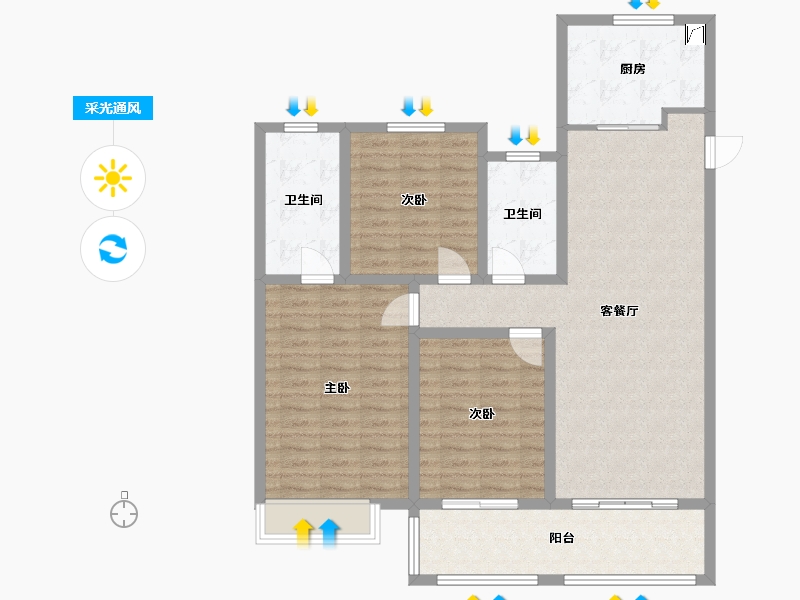 江苏省-苏州市-黄桥花苑-119.00-户型库-采光通风