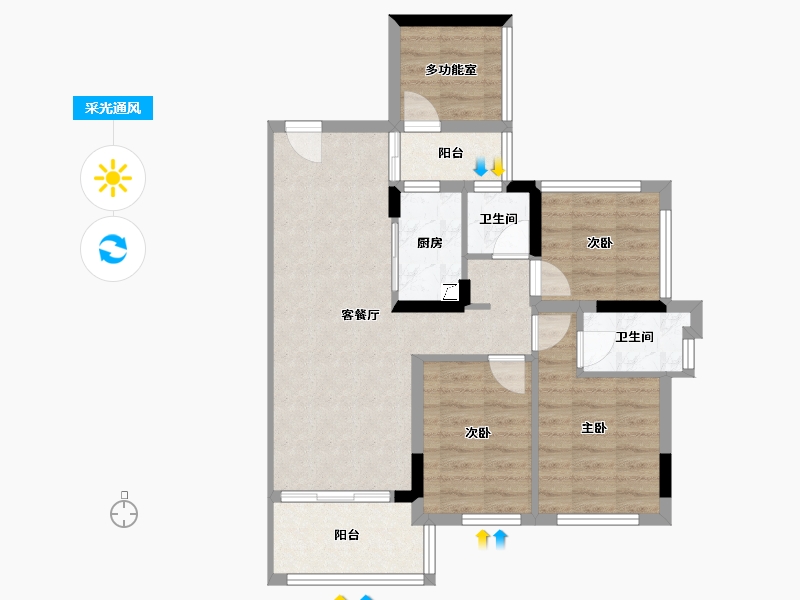 广东省-湛江市-建实帝景银湾-71.00-户型库-采光通风