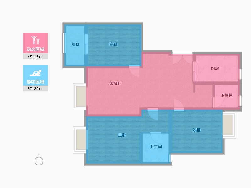 江苏省-常州市-杜鹃园-120.00-户型库-动静分区