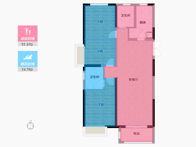 河南省-郑州市-富田城九鼎公馆三号院-91.00-户型库-动静分区