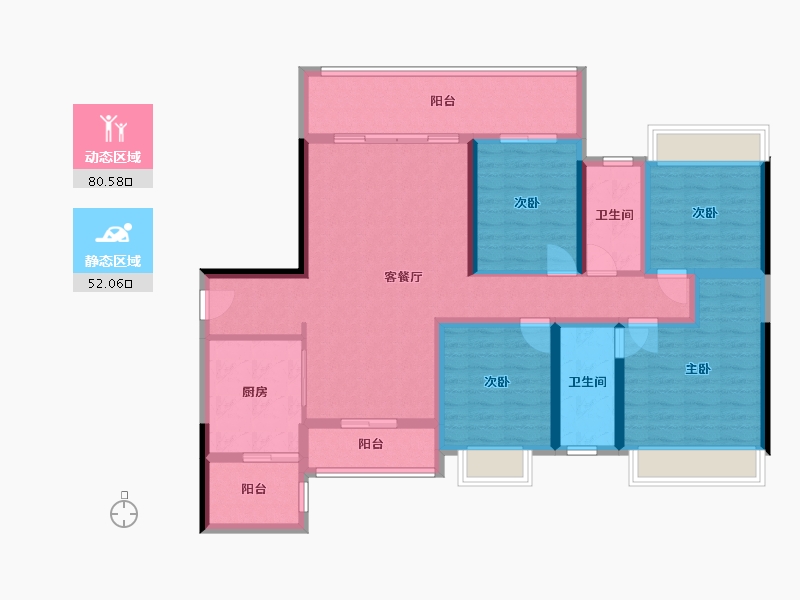 广西壮族自治区-桂林市-彰泰学府-130.00-户型库-动静分区