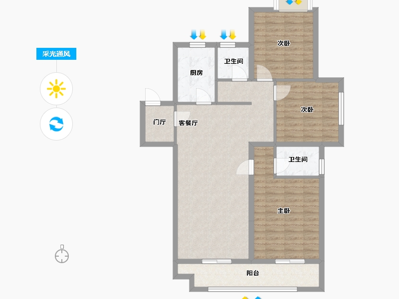 云南省-昆明市-古滇名城大观小院-99.00-户型库-采光通风