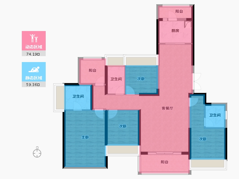 广东省-惠州市-惠东平山嘉旺城花园-130.00-户型库-动静分区