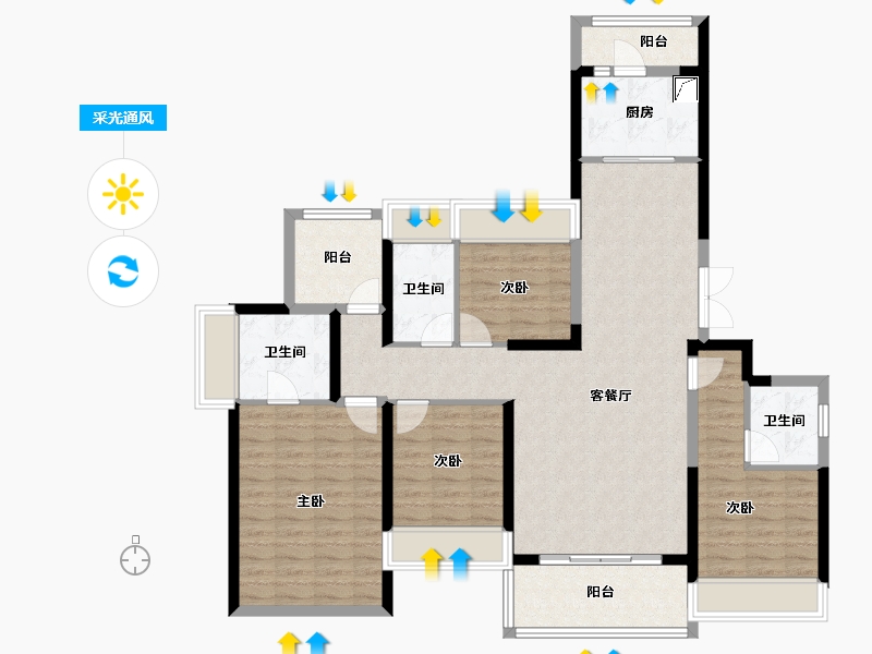 广东省-惠州市-惠东平山嘉旺城花园-130.00-户型库-采光通风