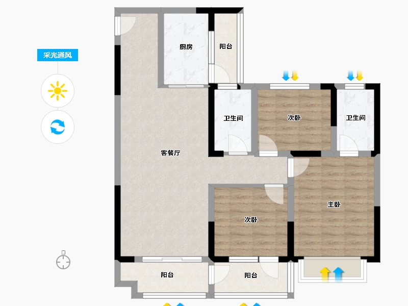 山东省-滨州市-京博福樾亭-105.00-户型库-采光通风