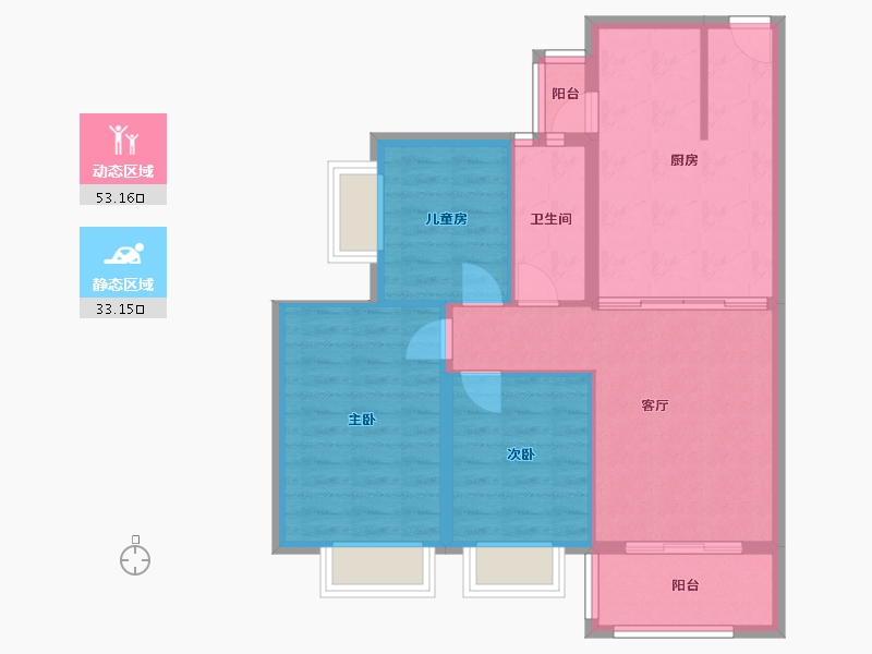 海南省-海口市-怡湖雅苑-80.00-户型库-动静分区