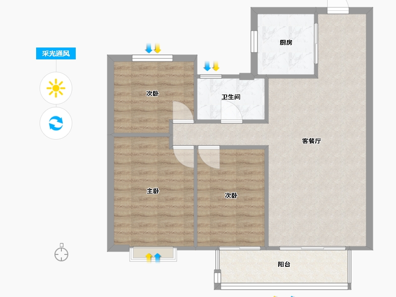 江苏省-无锡市-保利融侨时光印象-72.00-户型库-采光通风