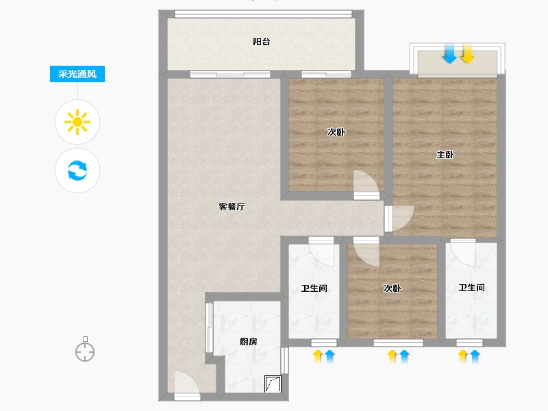 河南省-商丘市-建业十八城六期·山水上境-90.00-户型库-采光通风