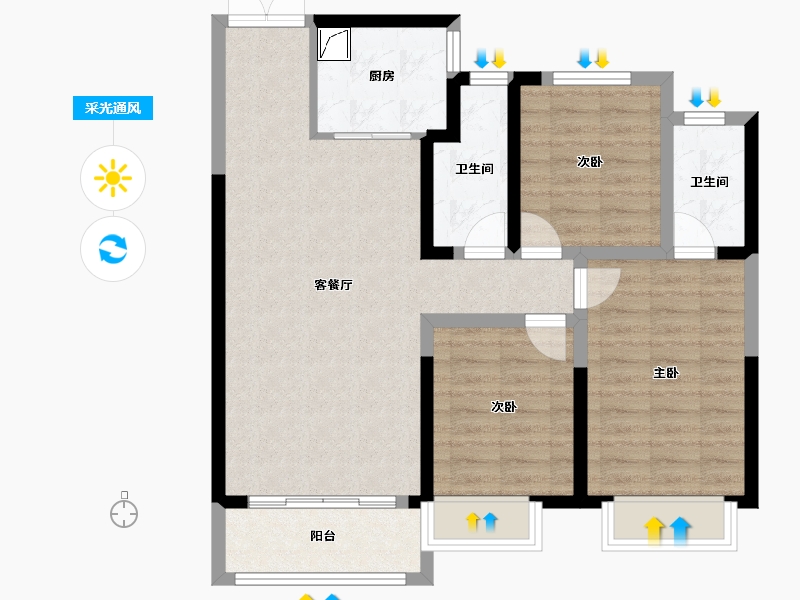 山东省-潍坊市-宏帆广场-94.00-户型库-采光通风