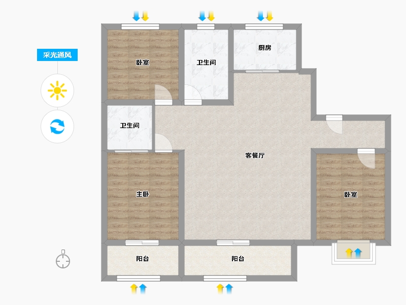 河北省-沧州市-正康贝壳湖畔-110.00-户型库-采光通风