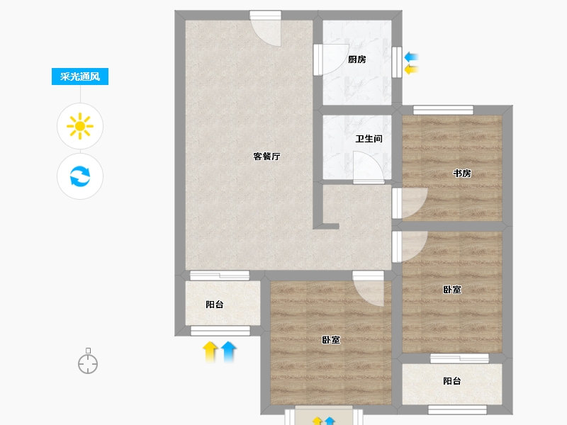 山西省-太原市-红星紫御半山3期-73.00-户型库-采光通风