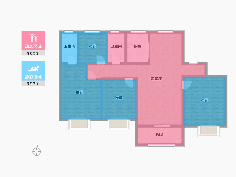 河北省-沧州市-保利花园-103.00-户型库-动静分区