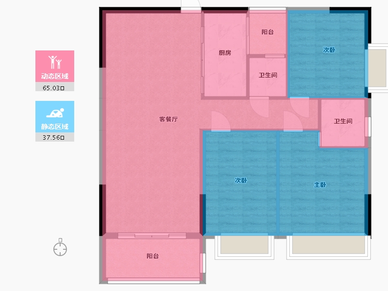 浙江省-宁波市-贵族公馆-97.32-户型库-动静分区