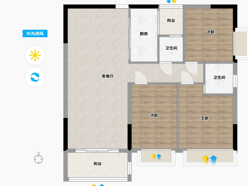 浙江省-宁波市-贵族公馆-97.32-户型库-采光通风