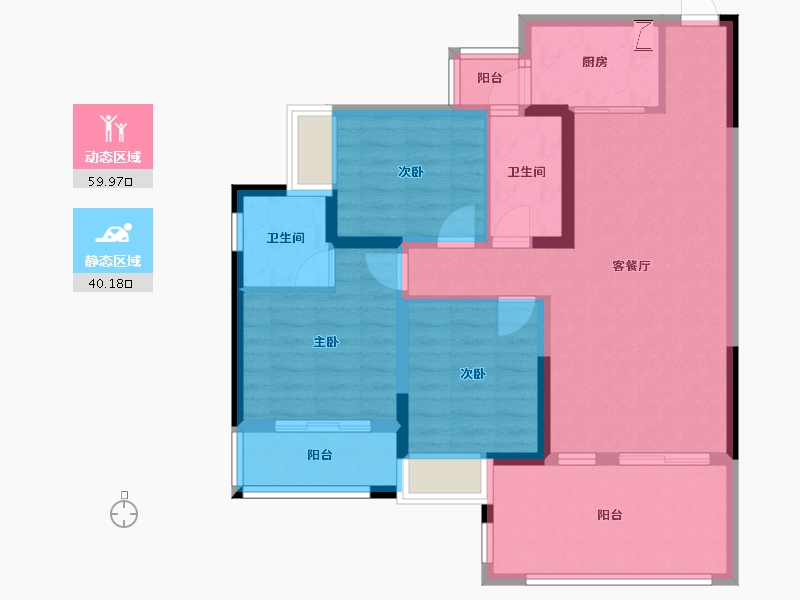 四川省-绵阳市-美乐和府-89.55-户型库-动静分区