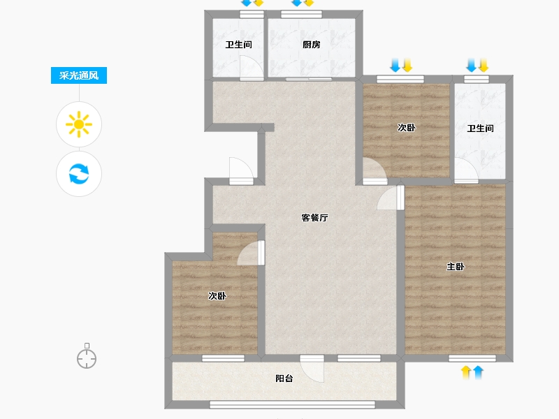 辽宁省-本溪市-太子城四期-105.00-户型库-采光通风