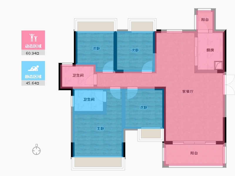 湖南省-常德市-第一·书香·紫台-114.00-户型库-动静分区