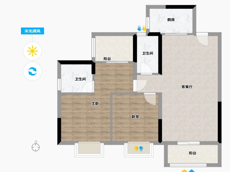 广西壮族自治区-柳州市-君悦朝阳乾景-106.00-户型库-采光通风