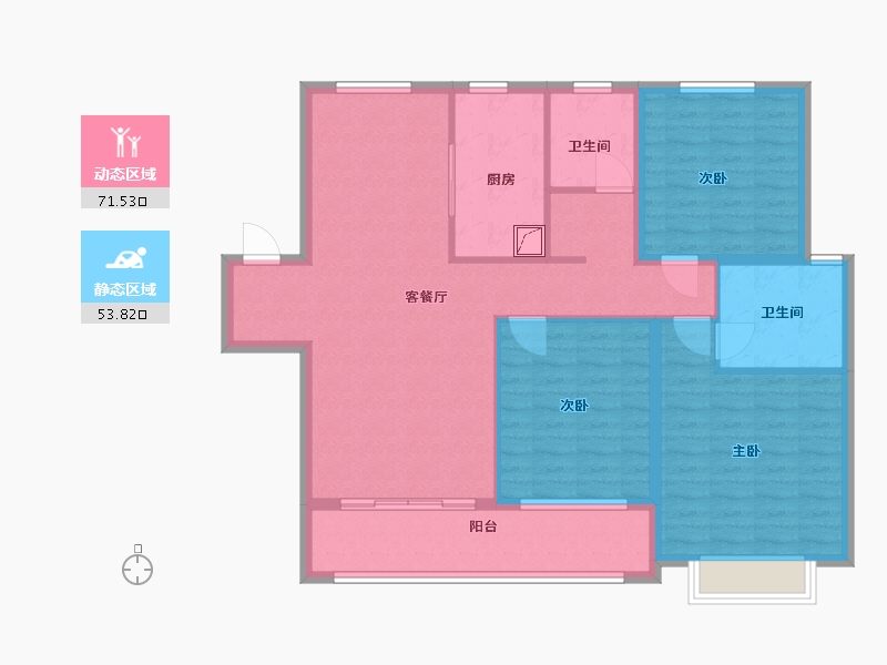 陕西省-咸阳市-绿地新里格林公馆-113.00-户型库-动静分区