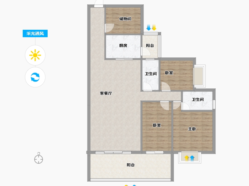 贵州省-安顺市-印象紫云-107.00-户型库-采光通风