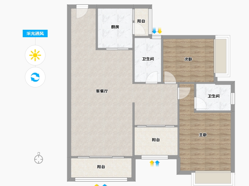 广东省-广州市-荔富湖畔-94.00-户型库-采光通风