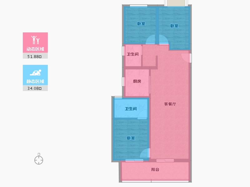 河南省-郑州市-锦艺旭辉一江云著-83.00-户型库-动静分区