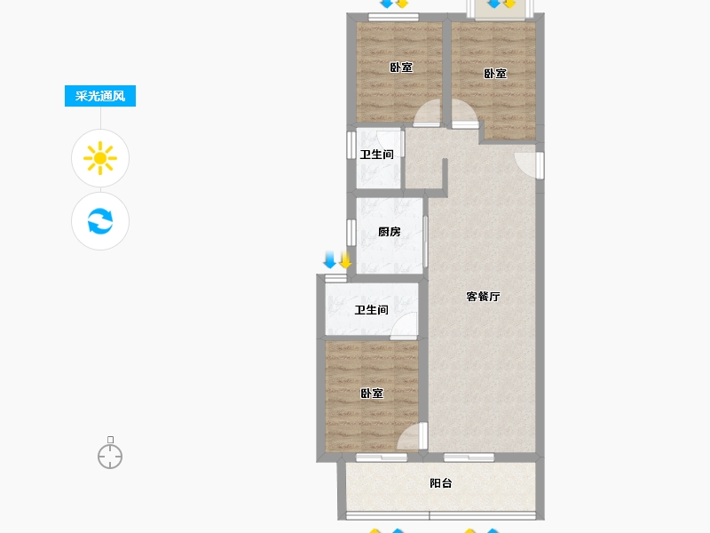 河南省-郑州市-锦艺旭辉一江云著-83.00-户型库-采光通风