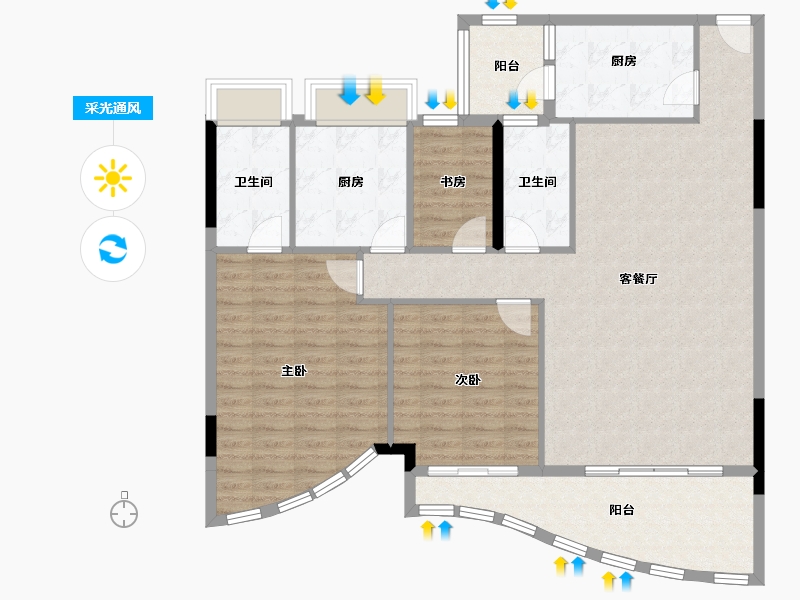 广东省-广州市-逸景翠园-125.00-户型库-采光通风