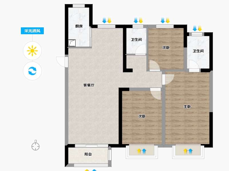 山东省-济南市-中新锦绣天地-107.50-户型库-采光通风