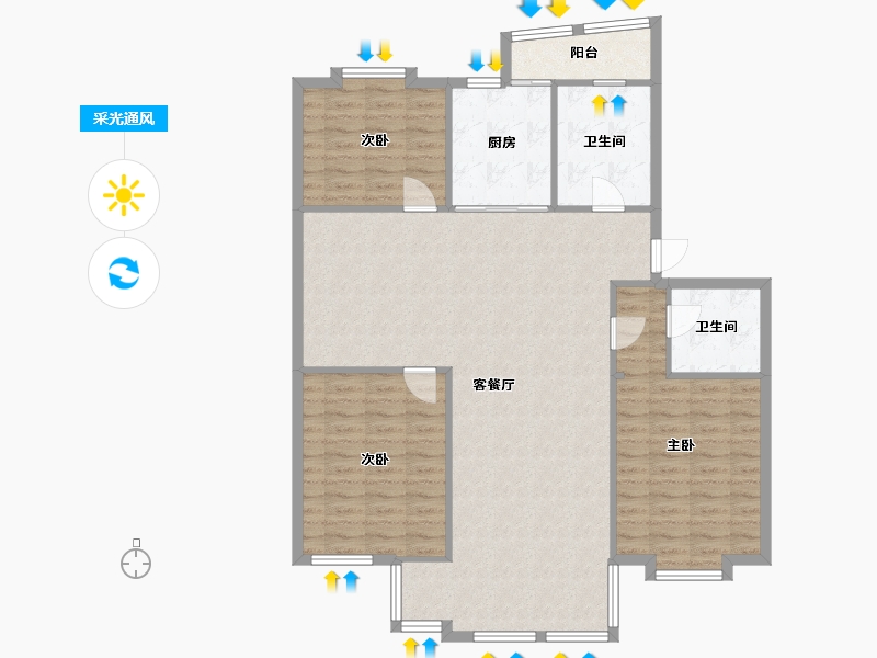 江苏省-苏州市-悦盛花苑-139.00-户型库-采光通风