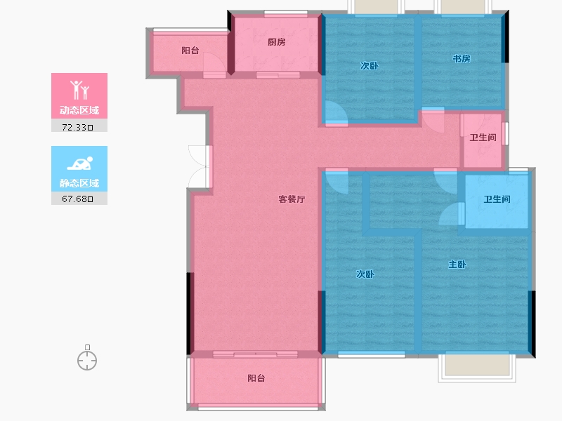 云南省-红河哈尼族彝族自治州-洲际华府-120.00-户型库-动静分区