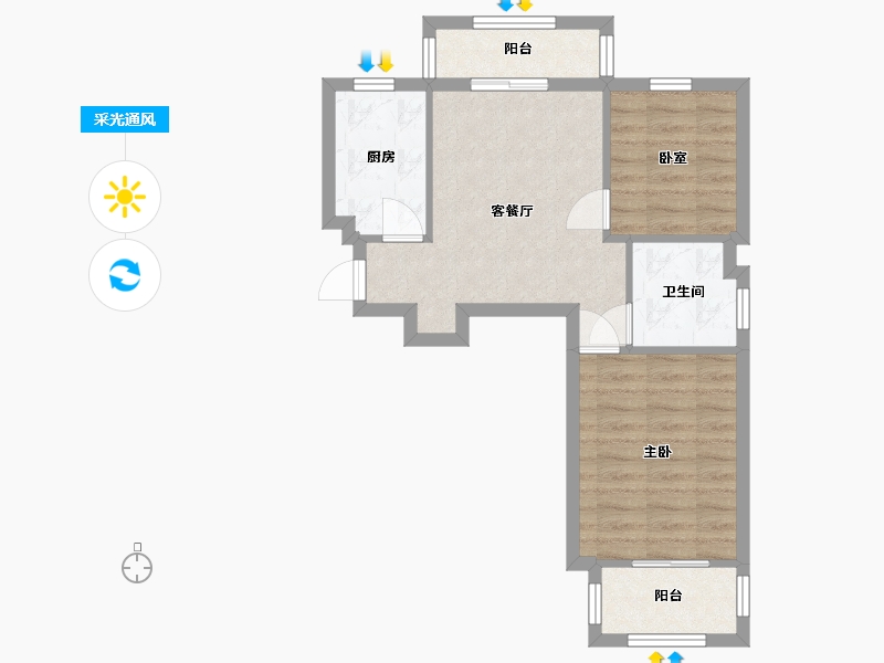 上海-上海市-瑞和明庭-南区-57.97-户型库-采光通风