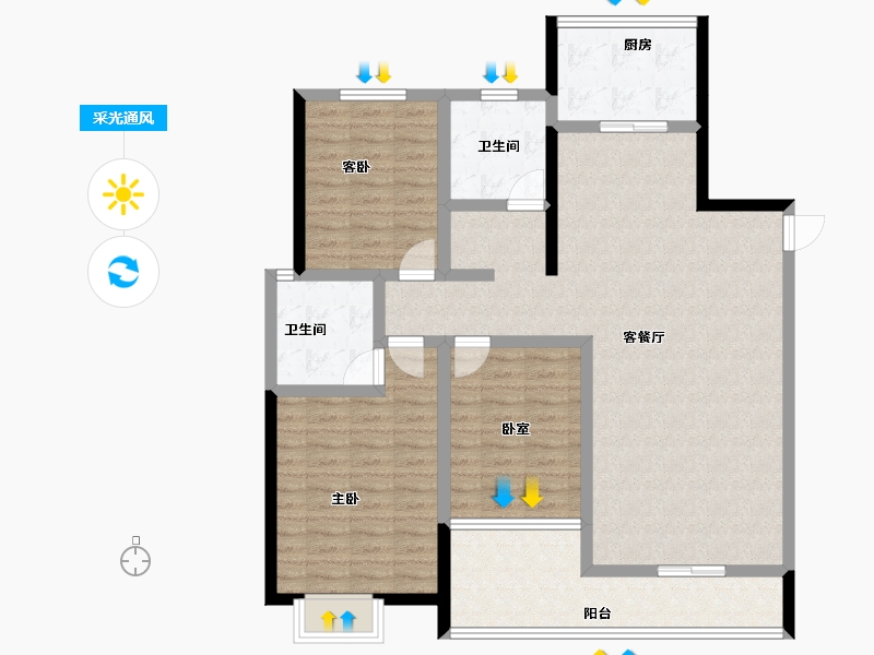 山东省-滨州市-湖畔家园-116.00-户型库-采光通风