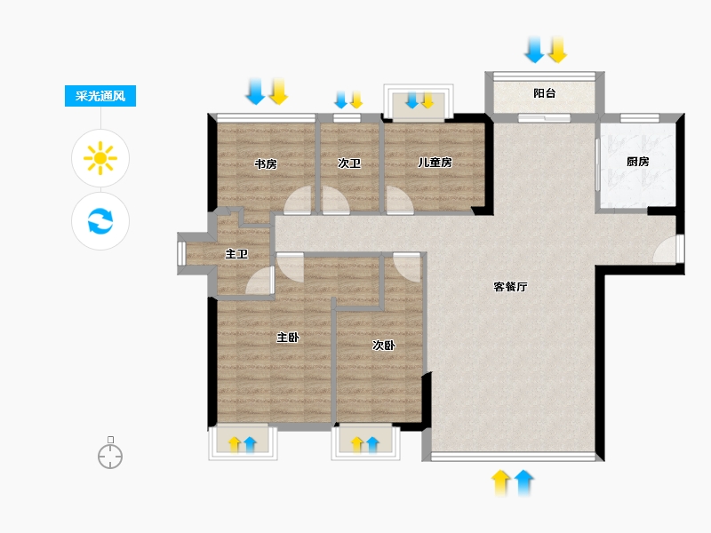 福建省-厦门市-中铁诺德逸都-103.20-户型库-采光通风