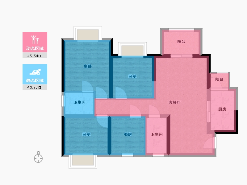 四川省-凉山彝族自治州-锦江公馆-85.00-户型库-动静分区