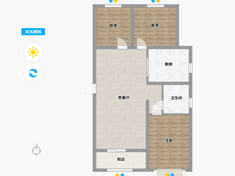 山西省-临汾市-银泰花园-88.00-户型库-采光通风