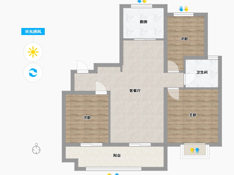 山东省-济南市-中建·蔚蓝之城-80.80-户型库-采光通风