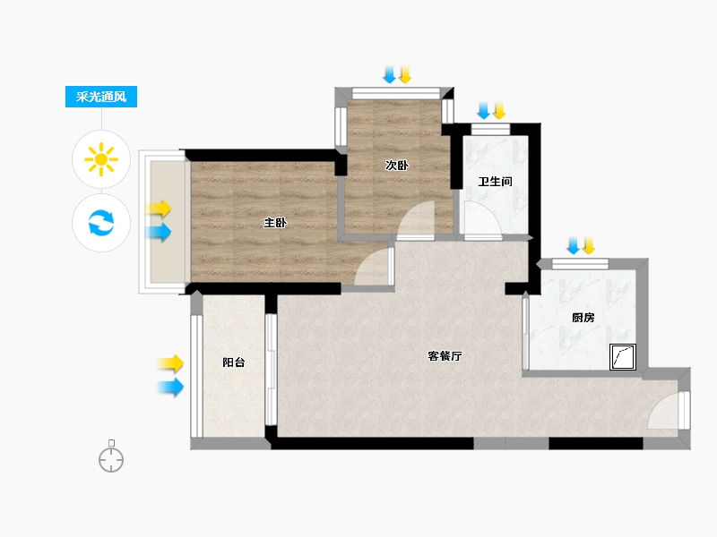 广东省-深圳市-壹成花园2区-54.00-户型库-采光通风