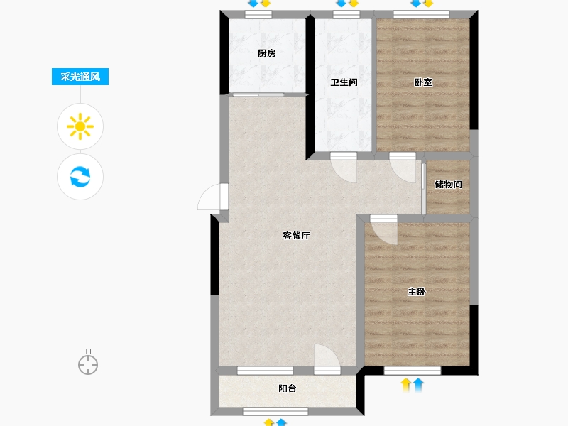 辽宁省-鞍山市-鞍钢新城-75.17-户型库-采光通风