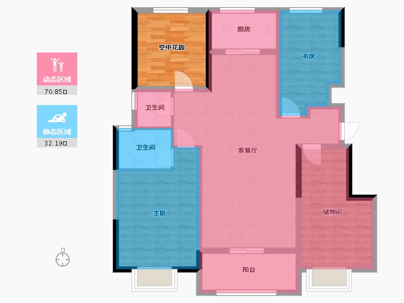 安徽省-滁州市-全椒金大地时代公馆-104.30-户型库-动静分区