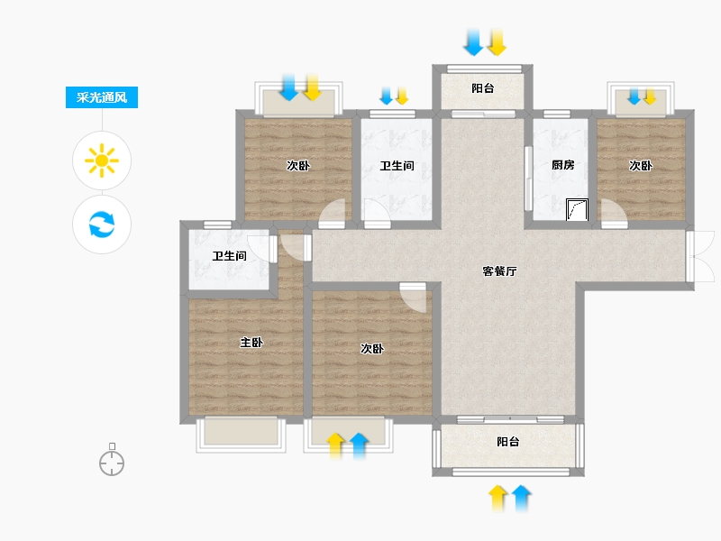 陕西省-汉中市-华建上城-115.00-户型库-采光通风