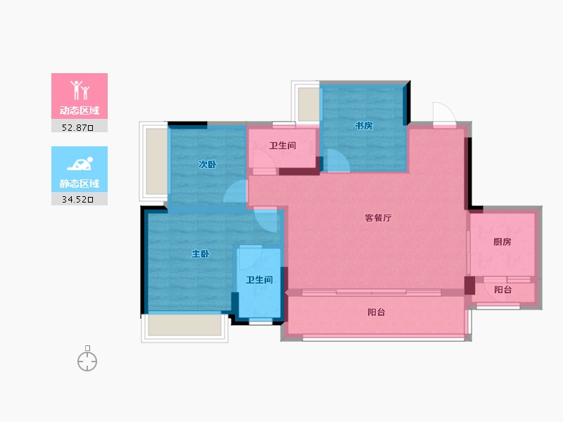 重庆-重庆市-新天泽·玖誉-82.00-户型库-动静分区